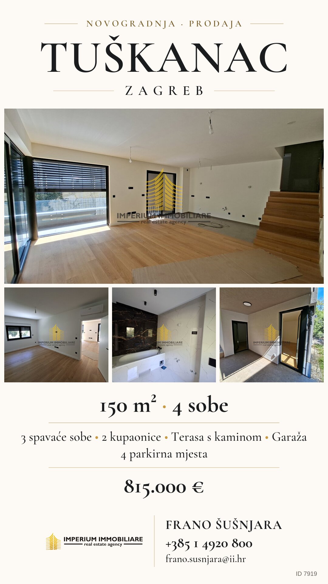 Vizual za društvene mreže – stan, Tuškanac, šifra 7919