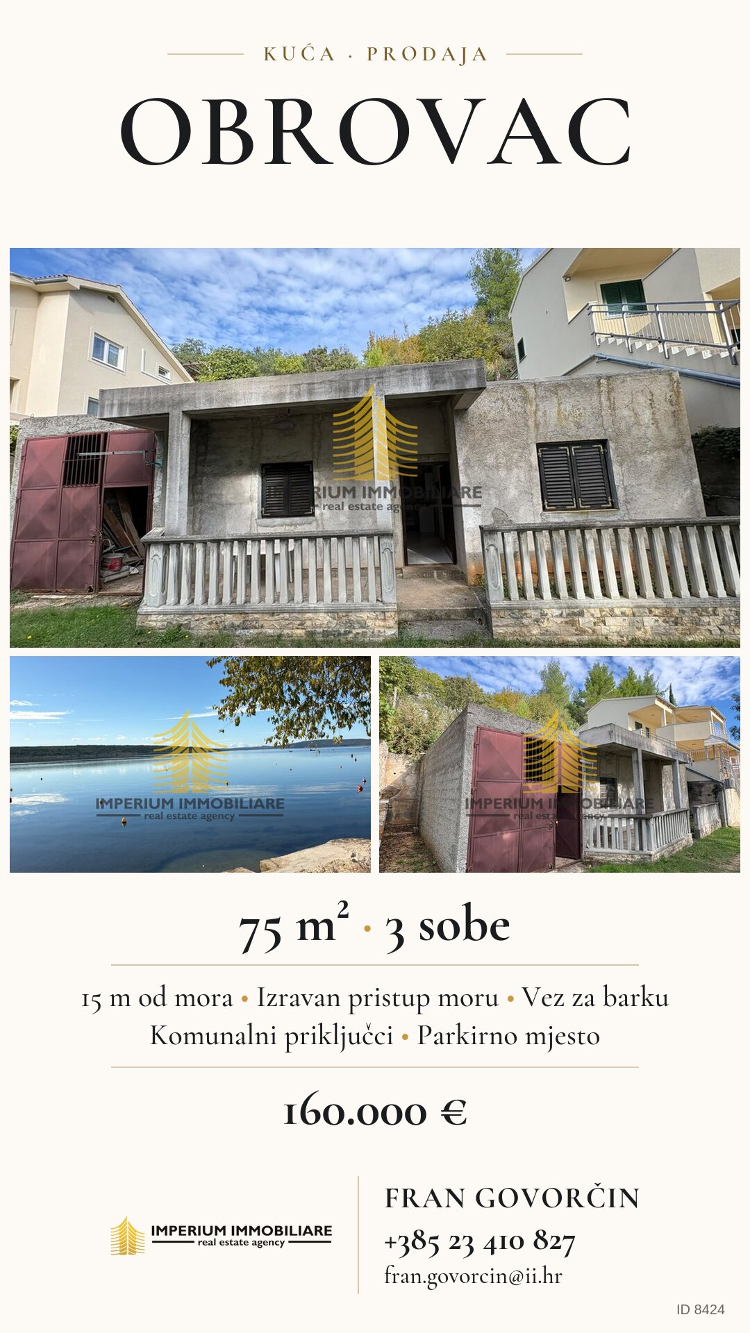 Vizual za družbena omrežja – hiša, Obrovac, šifra 8424