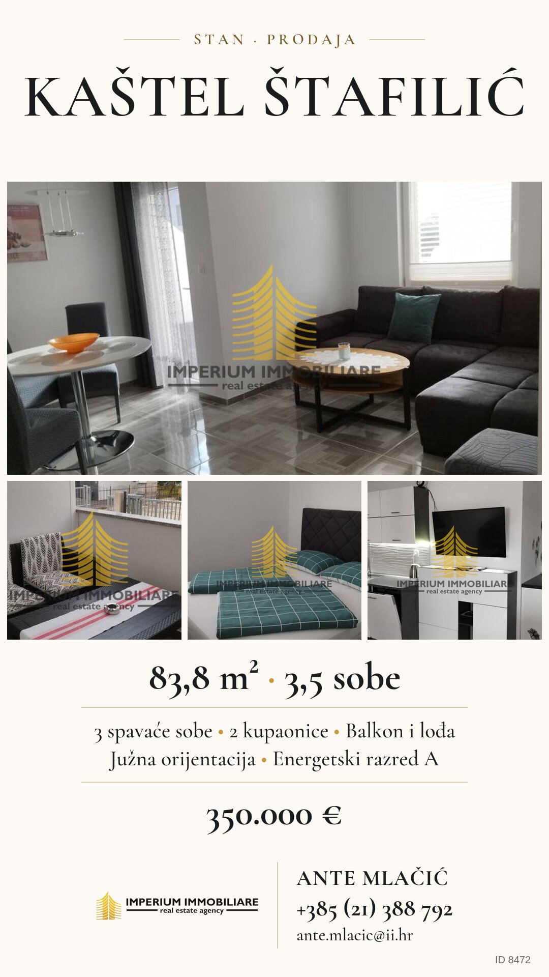 Social media visual – apartment, Kaštel Štafilić, ref. 8472
