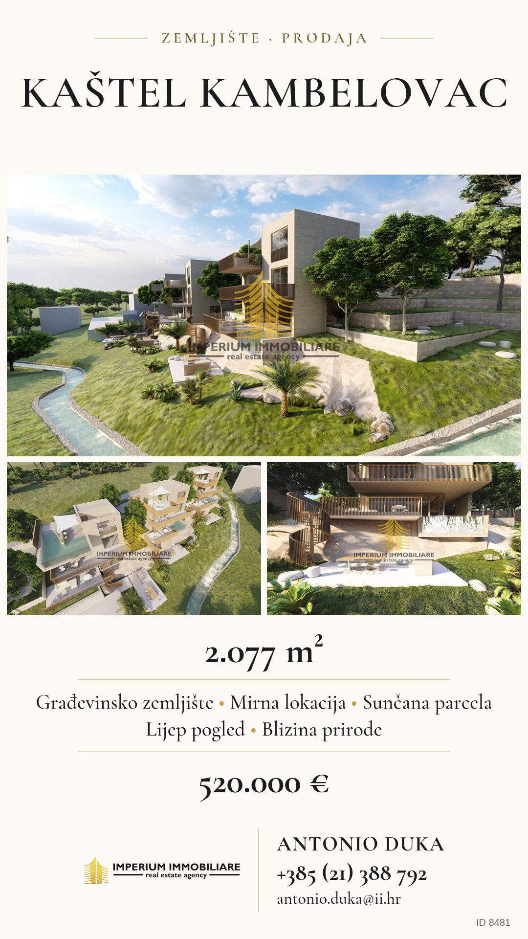 Social media visual – building land, Kaštel Kambelovac, ref 8481